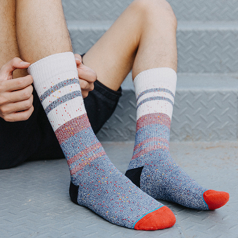 Male Cotton Socks Autumn And Winter Thick Square Foot In Tube Socks For Men In Large Size Stripe Ideas Yarn Terry Socks Wholesale